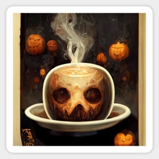 Coffee Halloween Pumpkin Sticker